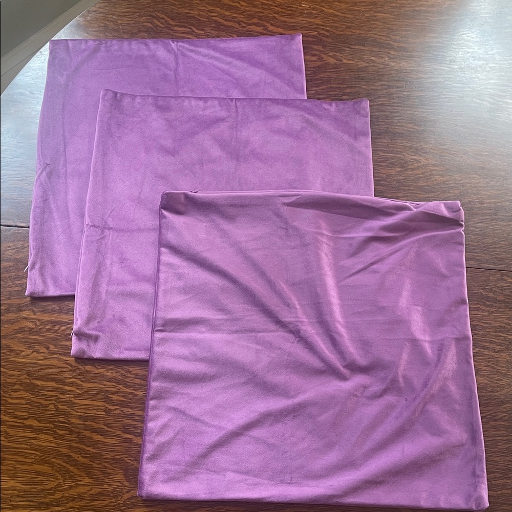 NWOT set of 3 light purple velvet pillow covers